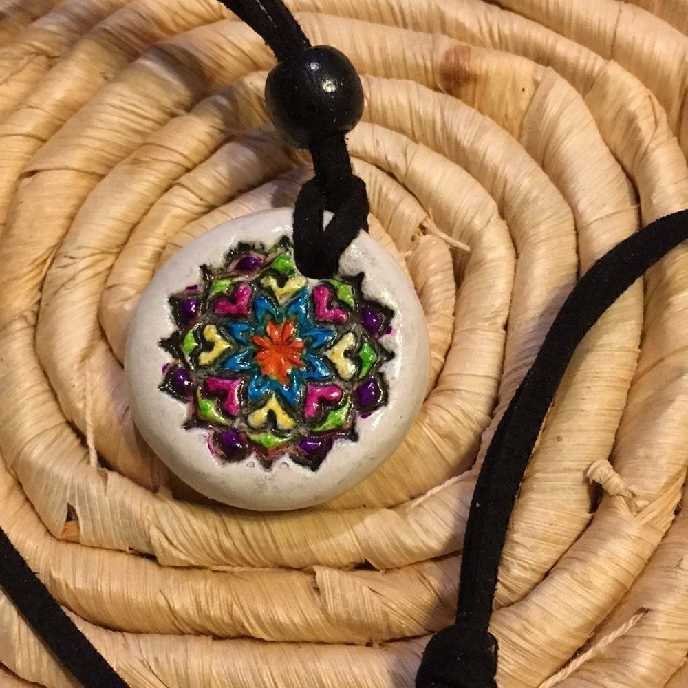 Hand made Mandala pendant with essential oil
